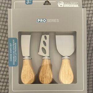 Cheese Knife Set with Natural Wood Handles